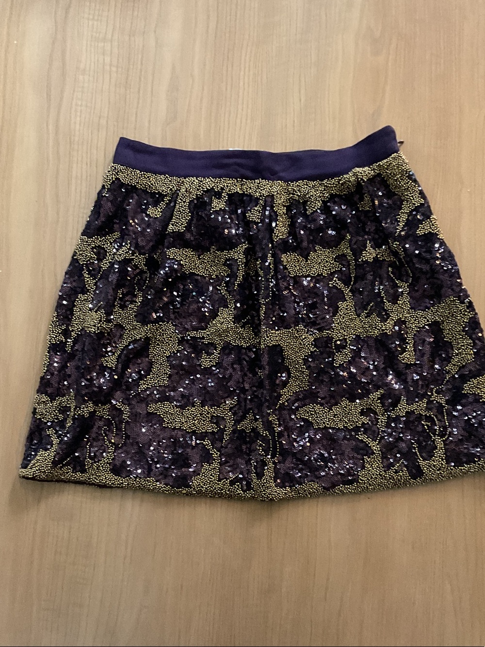 Club Monaco Purple and Gold Sequin Mini Skirt